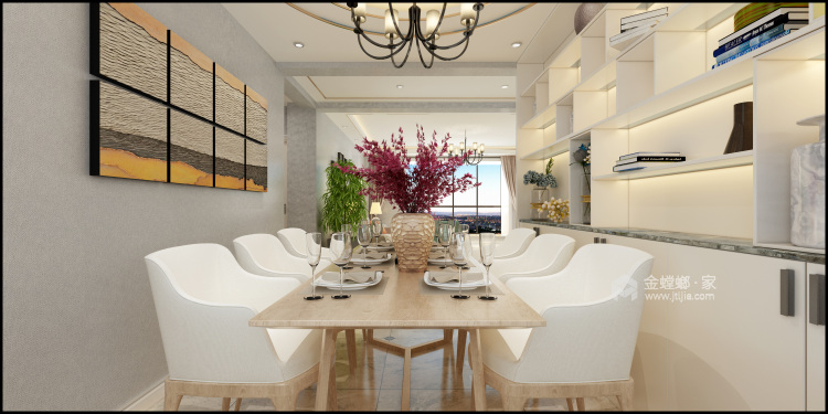 130平现代风格，运用淡雅的色彩打造美学空间-餐厅效果图及设计说明