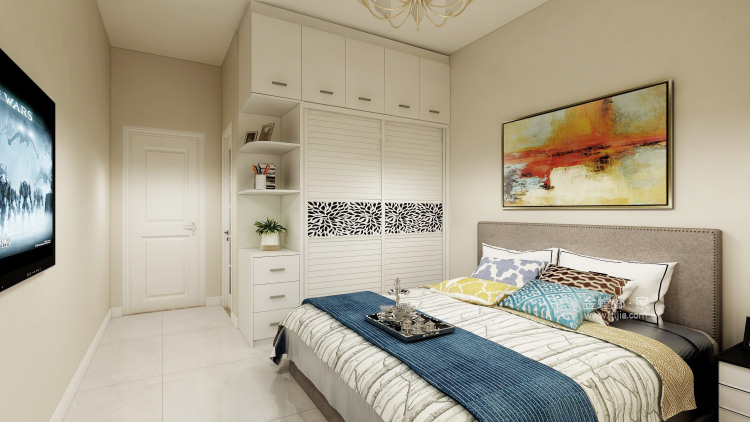 简洁实用中式风的家-卧室效果图及设计说明