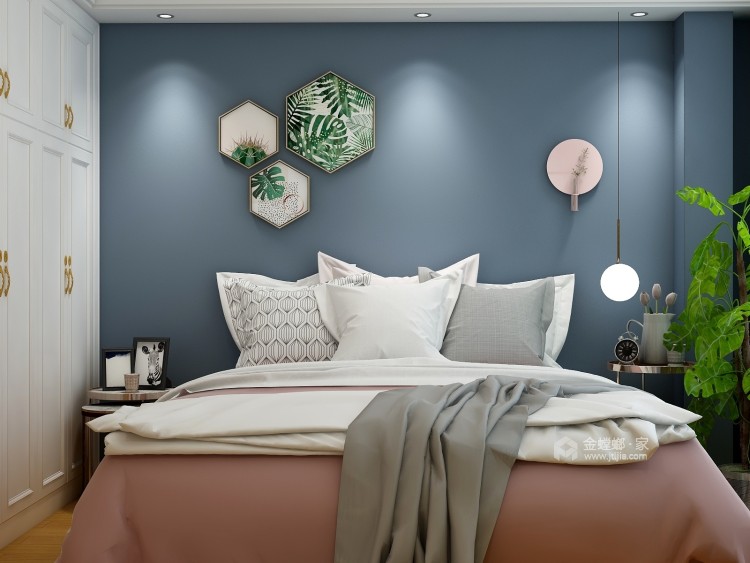 莫兰迪色系的家-卧室效果图及设计说明