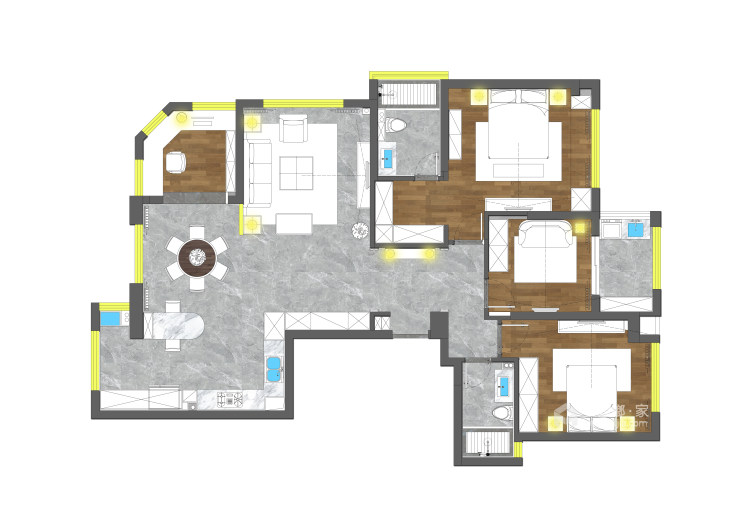 莫兰迪色系的家-平面设计图及设计说明