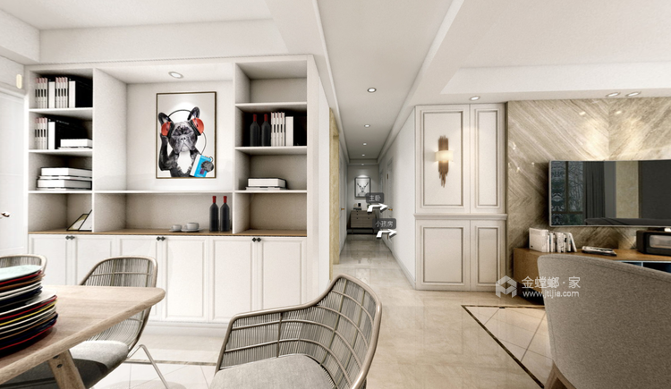简单的白色木饰面，打造无比温馨柔和的家-客厅效果图及设计说明