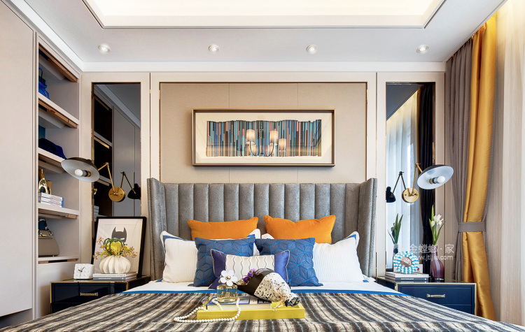 简约美式风的五口之家-卧室效果图及设计说明