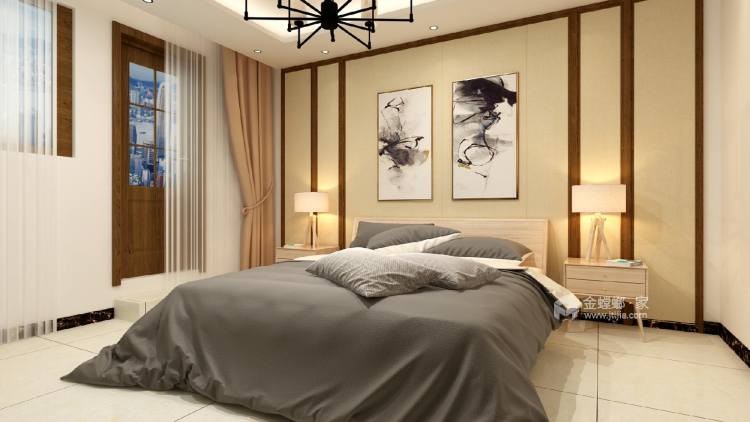 新中式一点都不古板，十分有格调优雅！-卧室效果图及设计说明
