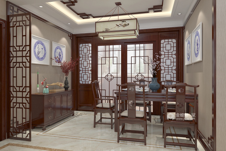 传统中式，苏州园林式的美感-餐厅效果图及设计说明