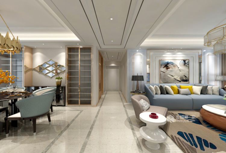 155平现代风格时尚典雅-客厅效果图及设计说明