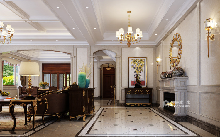 450平欧式风格，纯自然的奢华享受-客厅效果图及设计说明