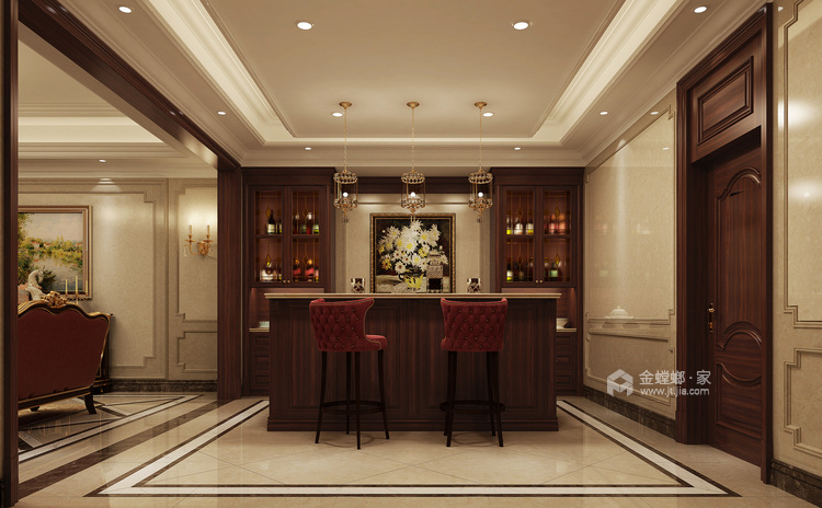 450平欧式风格，纯自然的奢华享受-餐厅效果图及设计说明