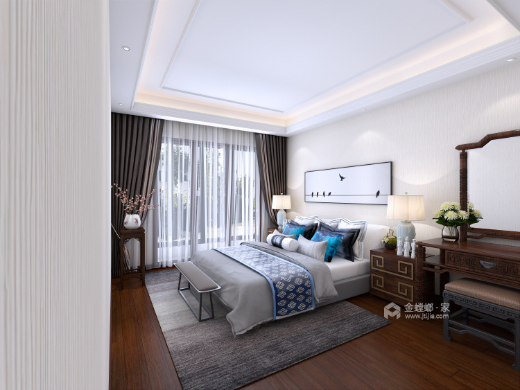 新中式巧妙融入北欧元素-卧室效果图及设计说明