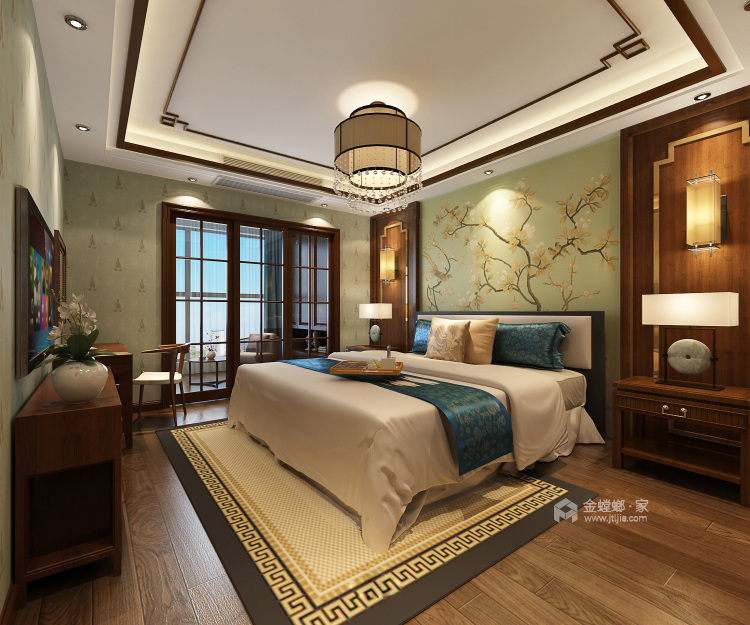 146平的新中式风格开阔大气-卧室效果图及设计说明