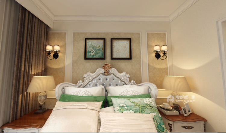浪漫纯美的146平欧式风格-卧室效果图及设计说明
