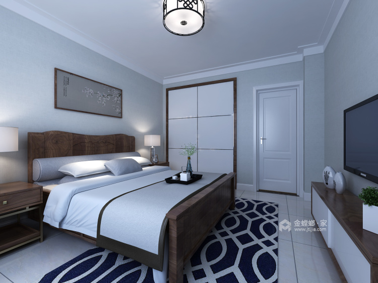 水墨清雅 125平米新中式大宅-卧室效果图及设计说明