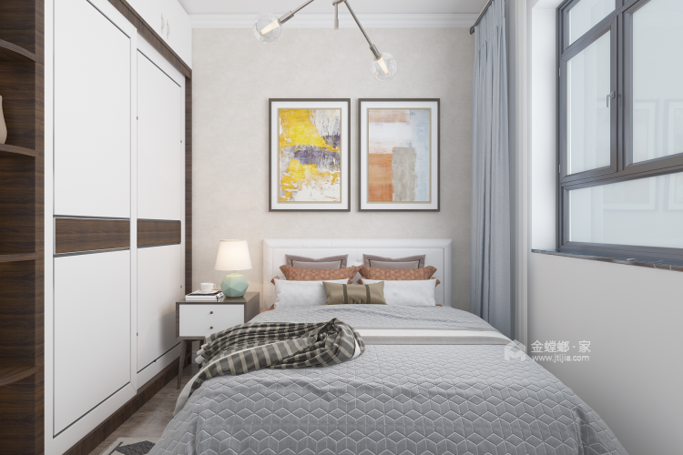 暖色调家居设计，无隔断，空间空间更透亮-卧室效果图及设计说明
