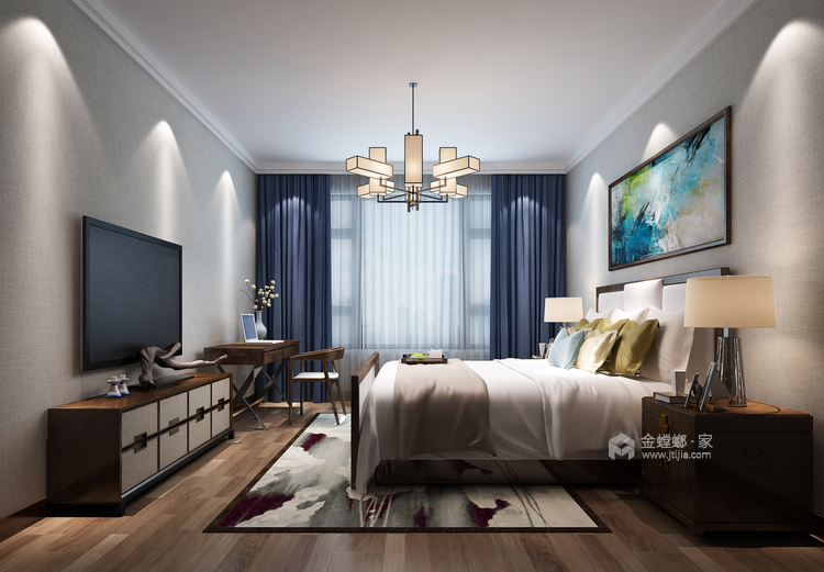 给你一个意想不到的新中式风格-卧室效果图及设计说明