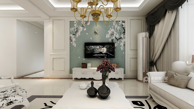 一个欧式风格的空间表达-客厅效果图及设计说明