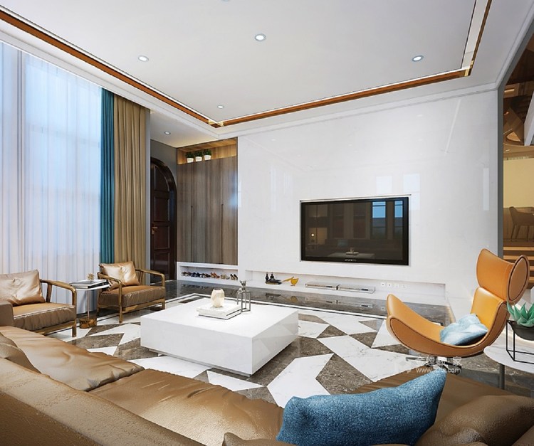 现代简约风格，空间通透，舒适美观-客厅效果图及设计说明
