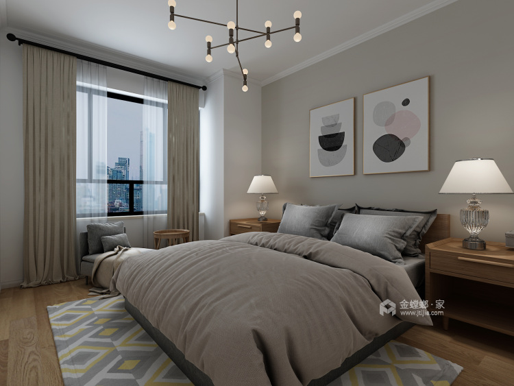 现代简约 给生活做减法，给心灵一个最舒适的家-卧室效果图及设计说明