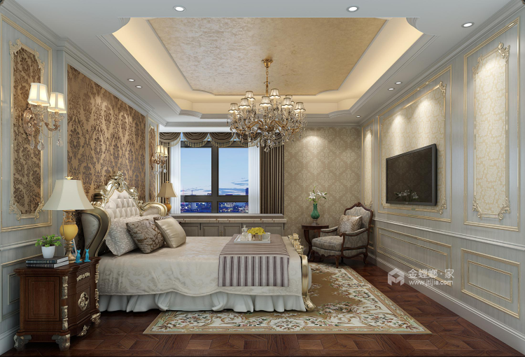 轻奢典雅的欧式-卧室效果图及设计说明