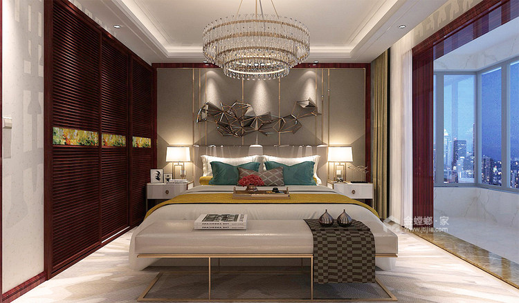 新中式混搭现代风实用的家-卧室效果图及设计说明