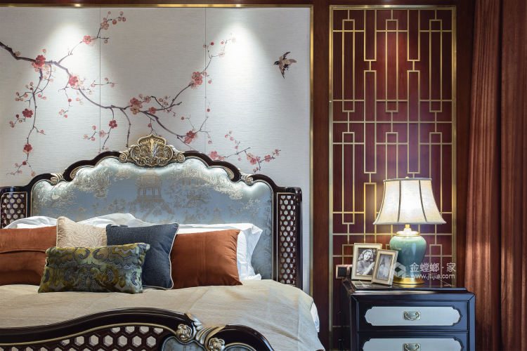 东方气韵的新中式-卧室效果图及设计说明