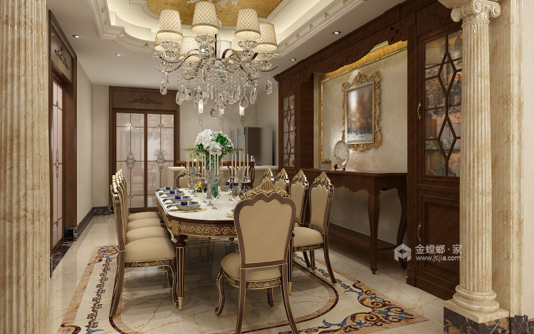 奢华优雅的欧式风格-餐厅效果图及设计说明