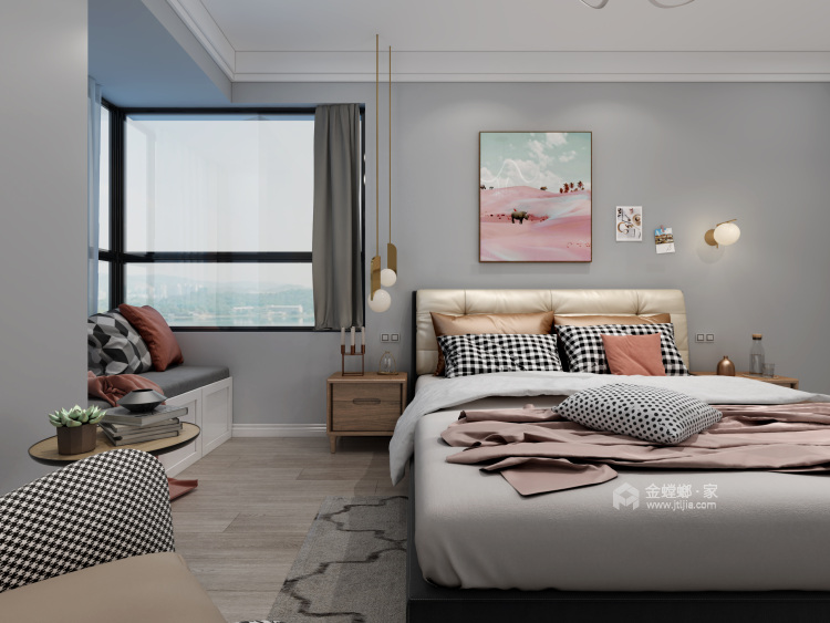 客厅卡座设计，给你这样的145平精致现代风-卧室效果图及设计说明