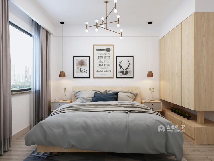 90平米色清新现代风，柔和之美-卧室效果图及设计说明