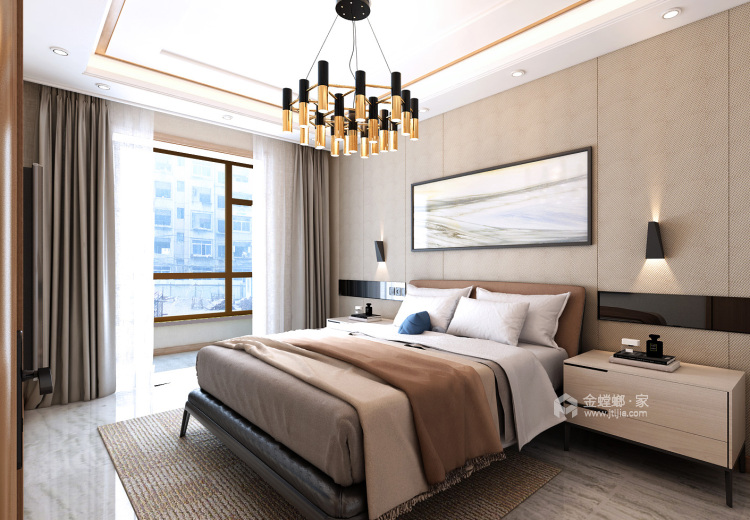 黑白灰的精致运用，收纳足足的现代温馨之家-卧室效果图及设计说明