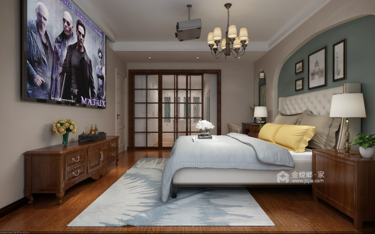 复古怀旧又轻松休闲的美式-卧室效果图及设计说明