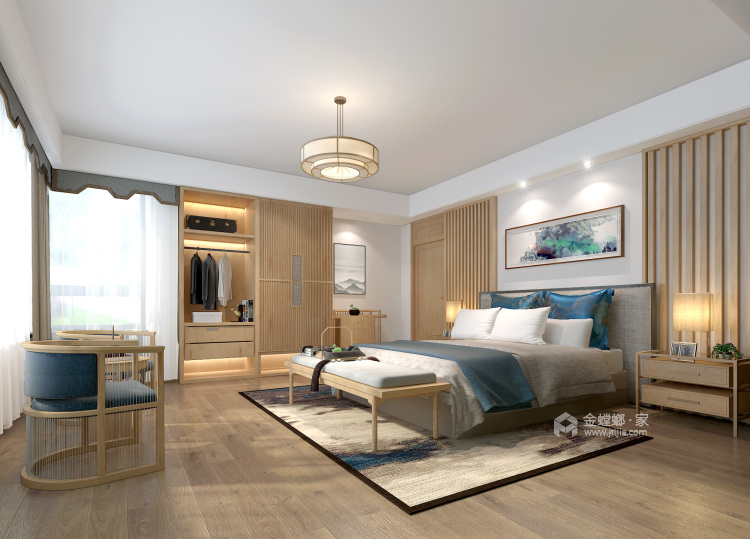 青岛小镇172平米新中式装修设计图-卧室效果图及设计说明