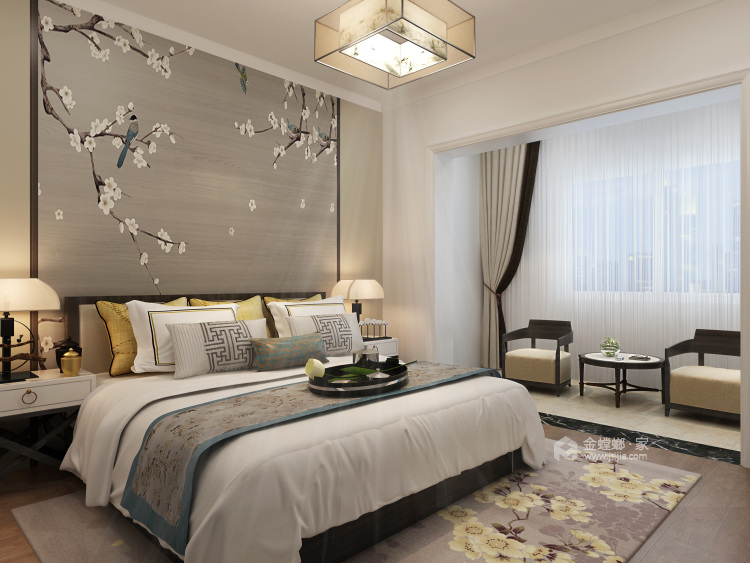 清新素雅的新中式-卧室效果图及设计说明