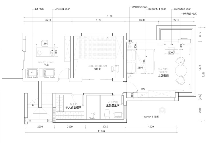 青岛小镇172平米新中式装修设计图-平面设计图及设计说明