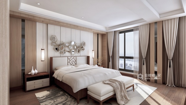 圣江悦140平米新中式装修图-卧室效果图及设计说明