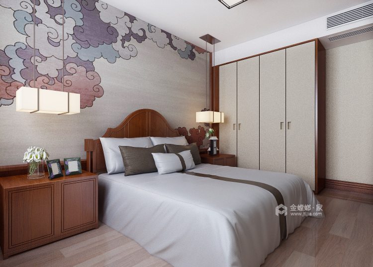 彰显文化底蕴的新中式-卧室效果图及设计说明
