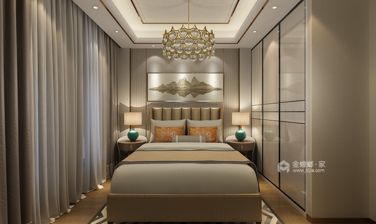 现代简约 给你一份温暖慵懒感-卧室效果图及设计说明
