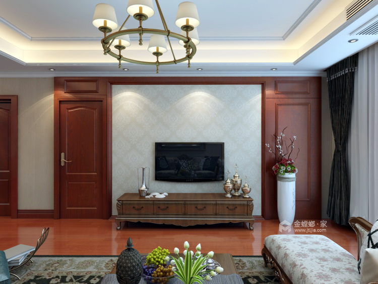 171平鲁商凤凰城美式精装修-客厅效果图及设计说明