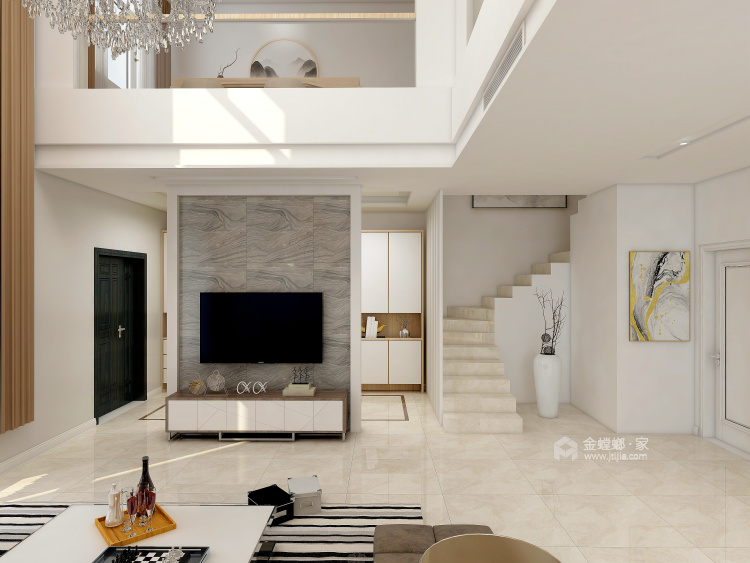 260平自建别墅现代风格精装修-客厅效果图及设计说明