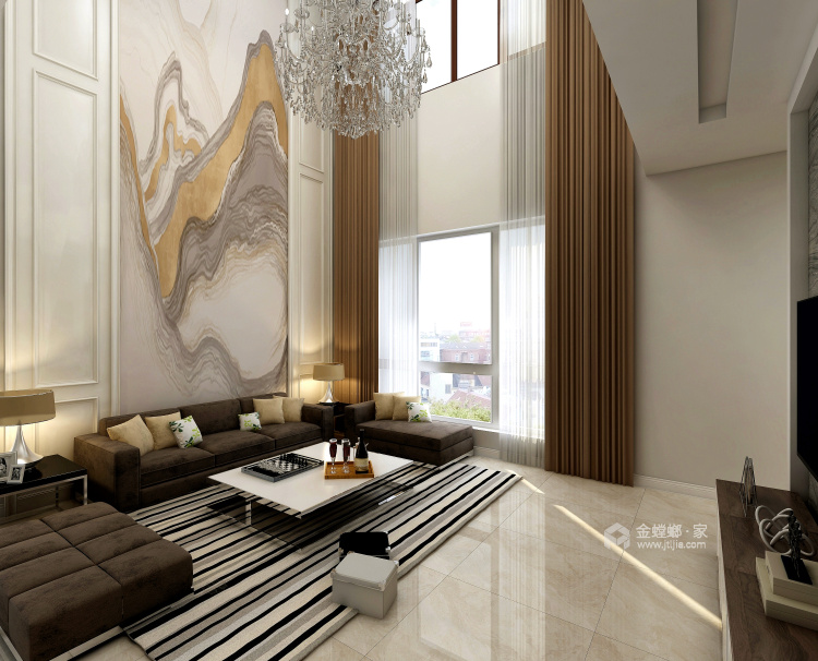 260平自建别墅现代风格精装修-客厅效果图及设计说明