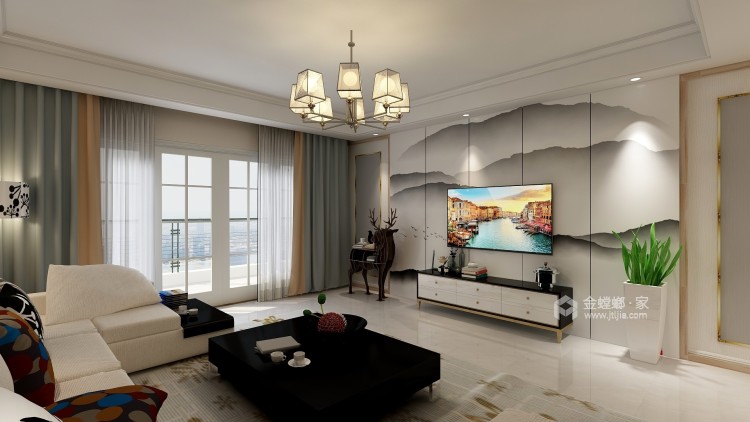 130平米现代主义，享受精致的小资生活-客厅效果图及设计说明