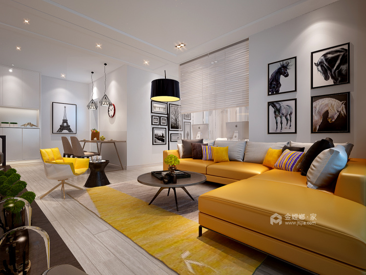 130平米气质现代风，营造知性优雅的居家氛围-客厅效果图及设计说明