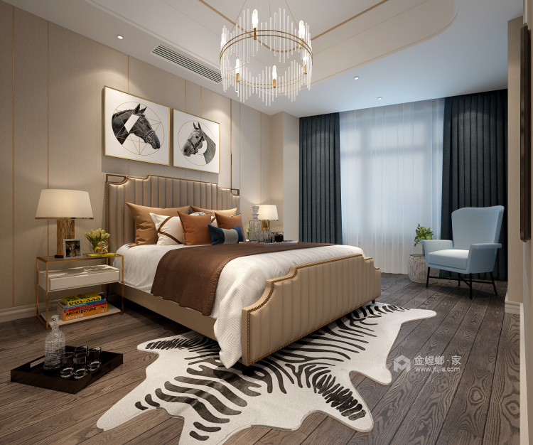 中心城120平三室亮色简美风格-卧室效果图及设计说明