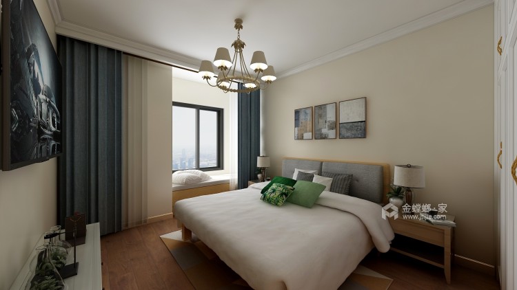 130平米现代美式，用艺术演绎生活美学-卧室效果图及设计说明