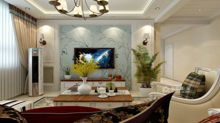 124平米现代美式三居，化繁为简的别样美家-客厅效果图及设计说明