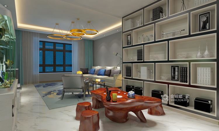 135平米现代简约主义，气质出众的温暖美家-客厅效果图及设计说明