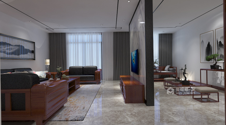 235平新中式，空间留白的韵味-客厅效果图及设计说明
