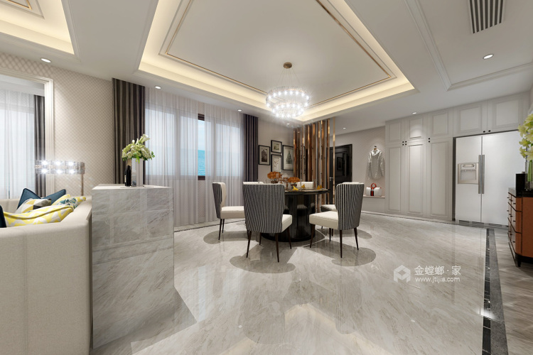 邦泰国际120平三室现代风格效果图-餐厅效果图及设计说明