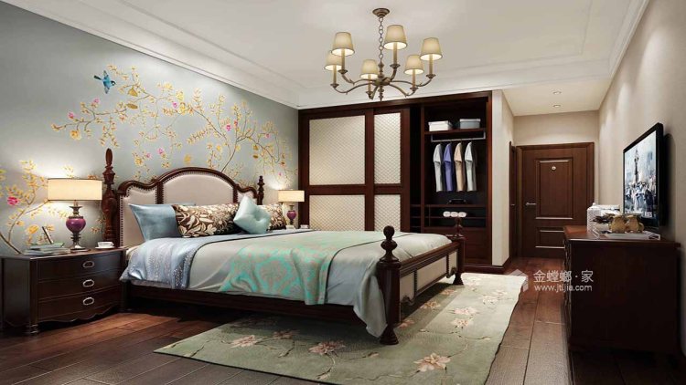 124平米现代美式三居，化繁为简的别样美家-卧室效果图及设计说明