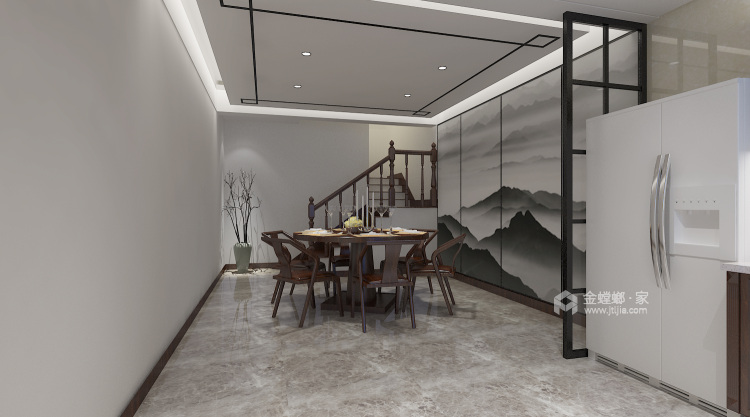 235平新中式，空间留白的韵味-餐厅效果图及设计说明