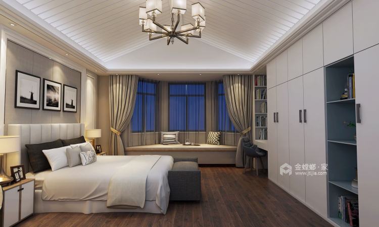 干净优雅浅色系现代风格，174平美居-卧室效果图及设计说明