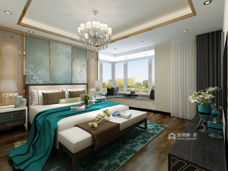 215平米新中式，百看不厌的经典质感-卧室效果图及设计说明