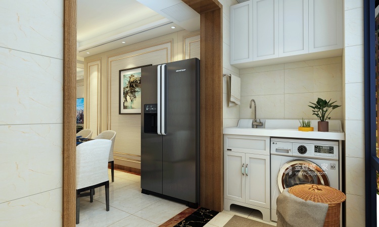 干净优雅浅色系现代风格，174平美居-餐厅效果图及设计说明